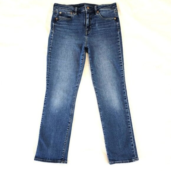 Gap Women's Classic Blue Denim Jeans Size 14 W32 Straight Leg High Rise Stretchy - Picture 2 of 13